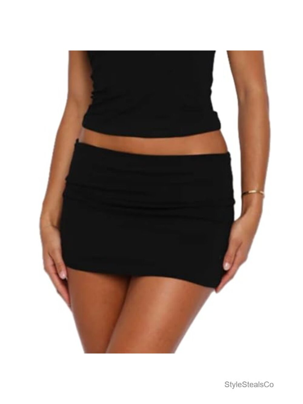 Fold Over Micro Mini Skirt Low Rise Bodycon Night Out